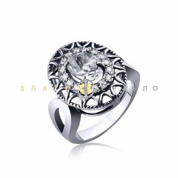 Серебряное кольцо «Винтаж» c фианитом