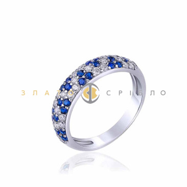 Серебряное кольцо «Северное сияние» с фианитами