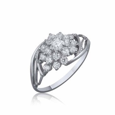 Серебряное кольцо «Снежинка» c фианитами