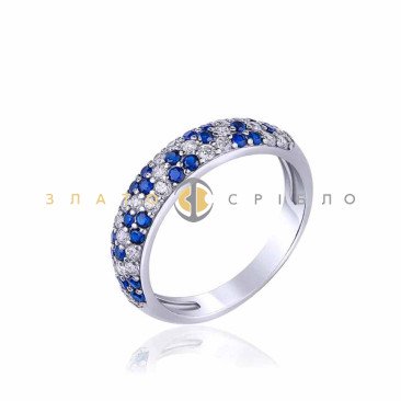 Серебряное кольцо «Северное сияние» с фианитами