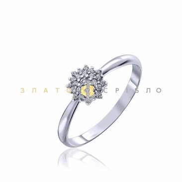 Серебряное кольцо «Снежинка» с фианитами