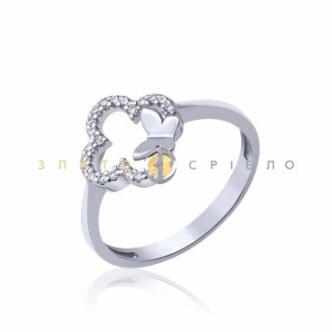 Серебряное кольцо «Таинственный цветок» с фианитами