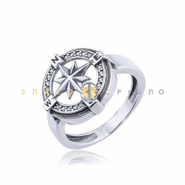 Серебряное  кольцо «Rose of Wind» 