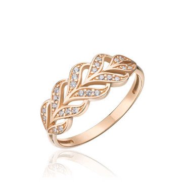 Золотое кольцо «Flora» с фианитами