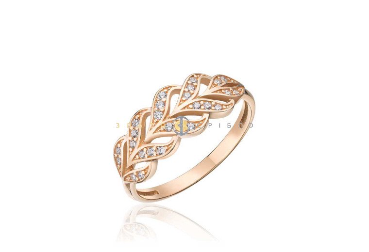 Золотое кольцо «Flora» с фианитами