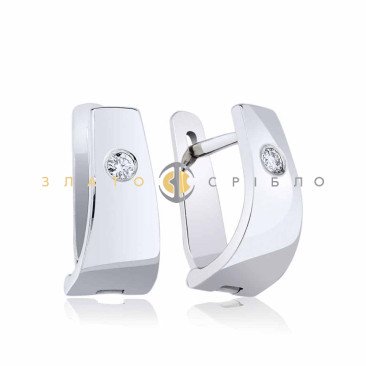 Золоті сережки «Софі» з діамантом в білому золоті