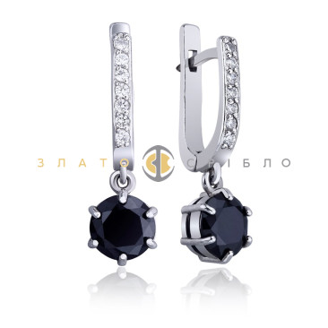 Серебряные серьги «Джаз» с фианитами
