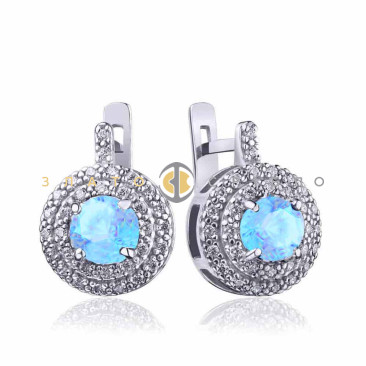 Серебряные серьги «Арктика» с фианитами