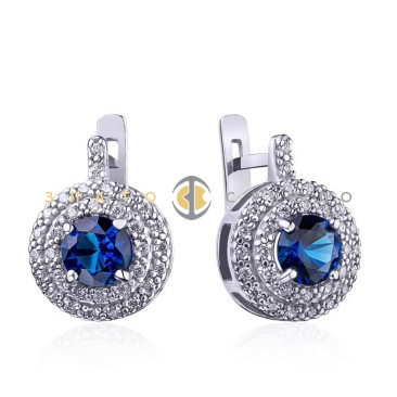 Серебряные серьги «Арктика» с фианитами