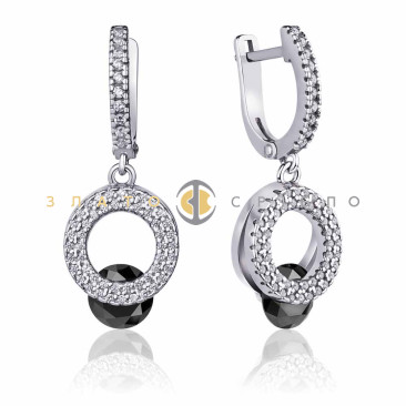 Серебряные серьги «Каприз» с фианитами 